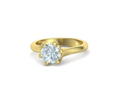 Tempestas Éclisse – годежен пръстен с диамант 1.30 ct и елегантна извита линия в 14K жълто злато