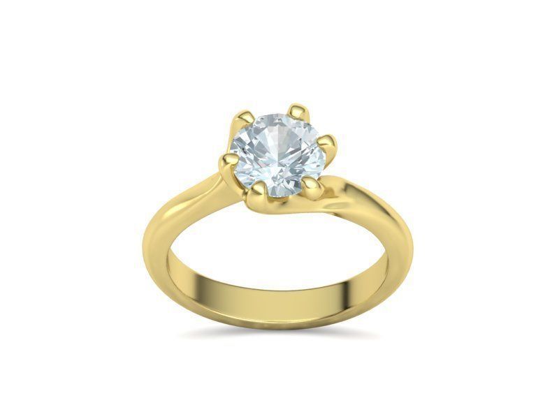 Tempestas Éclisse – годежен пръстен с диамант 1.30 ct и елегантна извита линия в 14K жълто злато