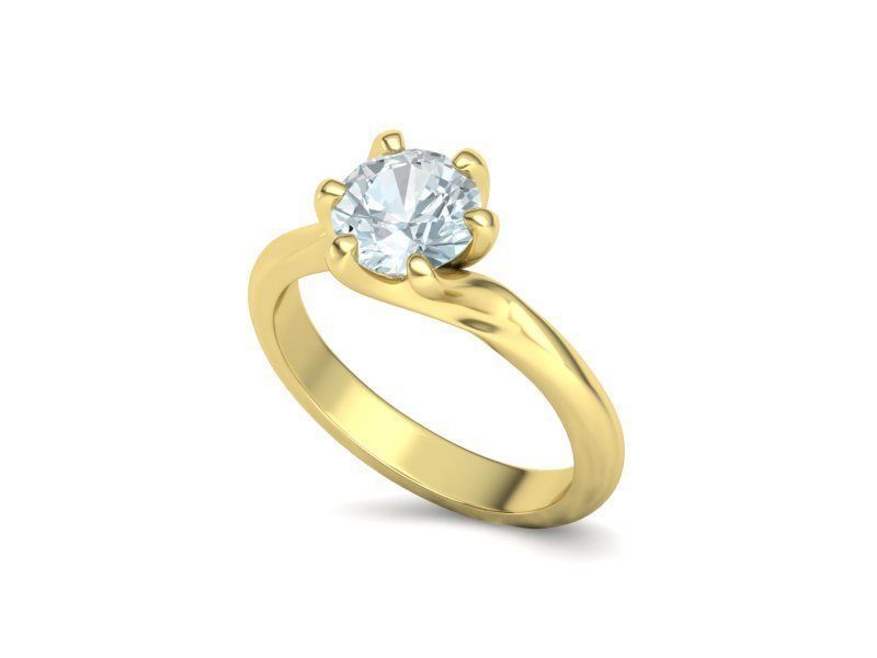 Tempestas Éclisse – годежен пръстен с диамант 1.30 ct и елегантна извита линия в 14K жълто злато