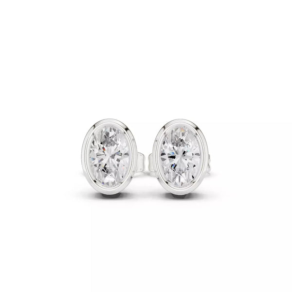 Elara Oval – обеци с овални диаманти общо 1 карат от 14К бяло злато