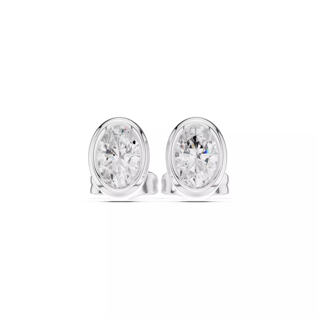 Elara Oval – обеци с овални диаманти общо 1 карат от 14К бяло злато