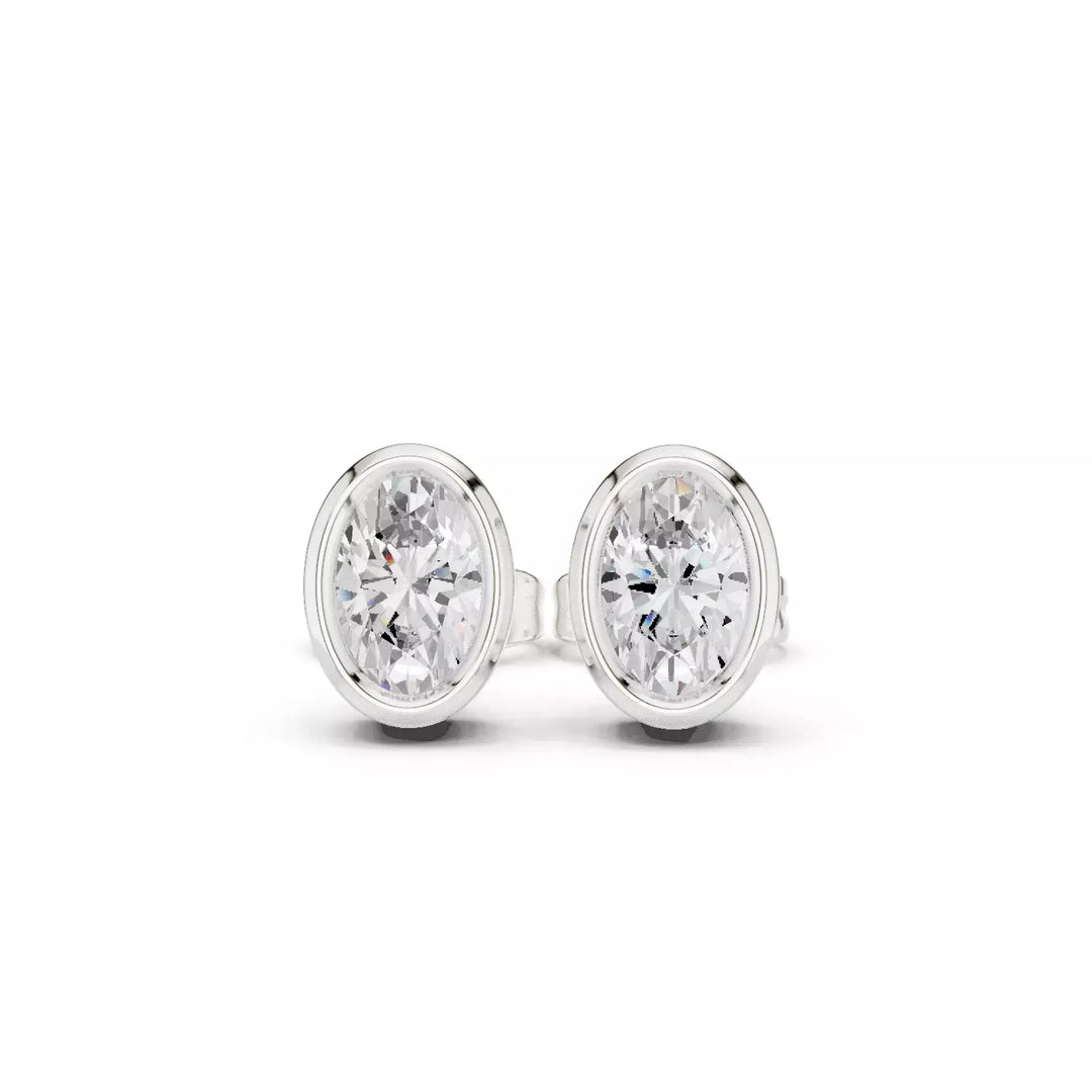 Elara Oval – обеци с овални диаманти общо 1 карат от 14К бяло злато