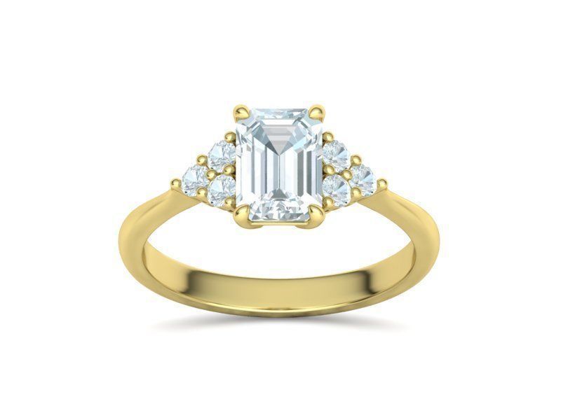 Emeria – годежен пръстен с изумруден диамант 1 ct и странични диаманти в 14К жълто злато