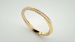 Tenera Aeternum – Брачни халки с диаманти с фина вълнообразна линия в жълто злато