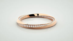 Tenera Aeternum – Брачни халки с диаманти с фина вълнообразна линия в розово злато