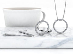 Simplicitas – Комплект с диаманти с кръгъл мотив в бяло злато