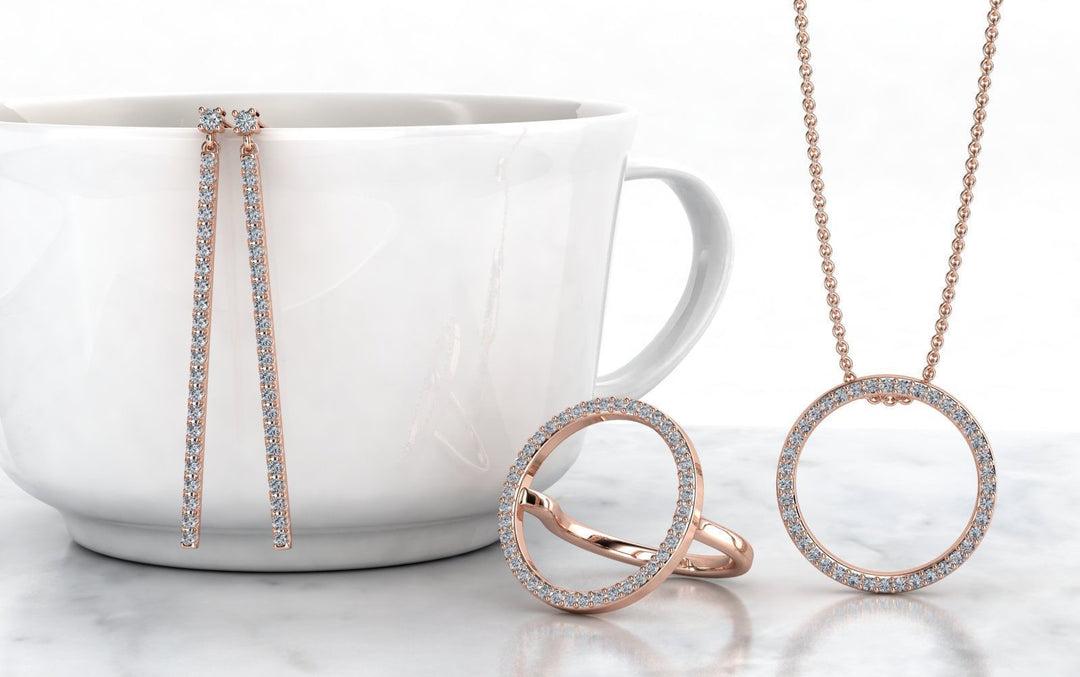 Simplicitas – Комплект с диаманти с кръгъл мотив в розово злато