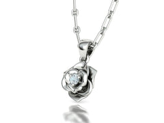 Florea – висулка с диамант във форма на цвете от 14K бяло злато