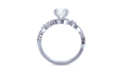 Florena – годежен пръстен с кръгъл диамант 1 ct и флорален усукан дизайн в 14К бяло злато