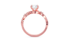 Florena – годежен пръстен с кръгъл диамант 1 ct и флорален усукан дизайн в 14К розово злато