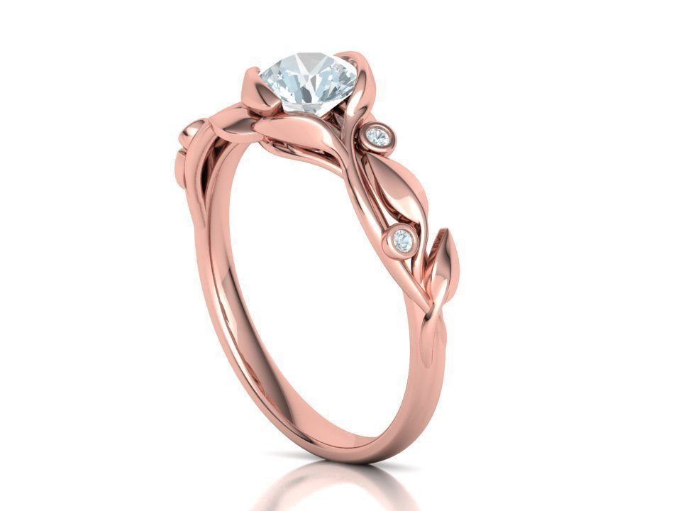 Floria – годежен пръстен с кръгъл диамант 0.80 ct и флорални детайли в 14К розово злато