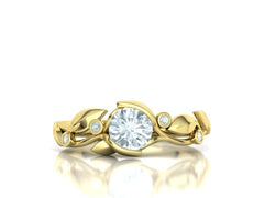 Floria – годежен пръстен с кръгъл диамант 0.80 ct и флорални детайли в 14К жълто злато