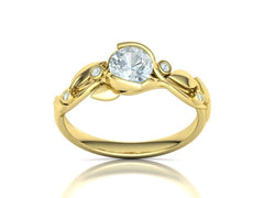 Floria – годежен пръстен с кръгъл диамант 0.80 ct и флорални детайли в 14К жълто злато