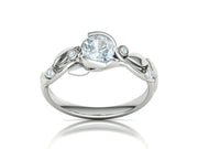 Floria – годежен пръстен с кръгъл диамант 0.80 ct и флорални детайли в 14К бяло злато