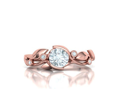 Floria – годежен пръстен с кръгъл диамант 0.80 ct и флорални детайли в 14К розово злато