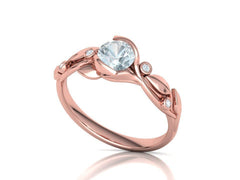 Floria – годежен пръстен с кръгъл диамант 0.80 ct и флорални детайли в 14К розово злато