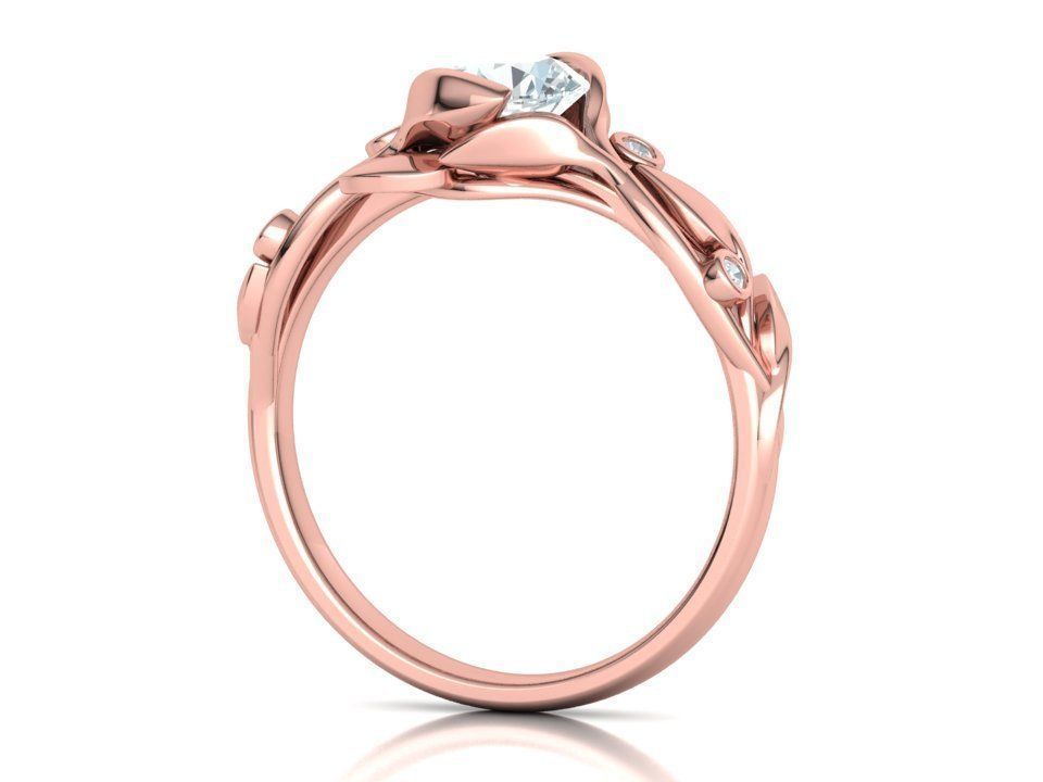 Floria – годежен пръстен с кръгъл диамант 0.80 ct и флорални детайли в 14К розово злато