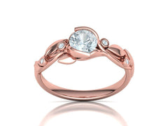 Floria – годежен пръстен с кръгъл диамант 0.80 ct и флорални детайли в 14К розово злато