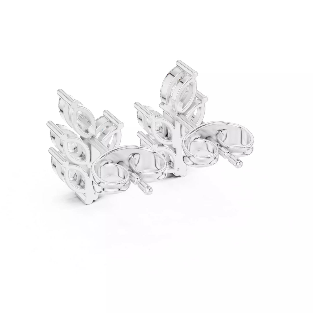 Folia – обеци с флорален дизайн и диаманти от 14К бяло злато