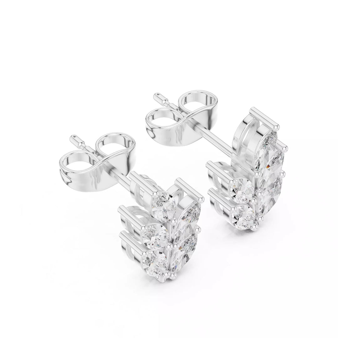 Folia – обеци с флорален дизайн и диаманти от 14К бяло злато