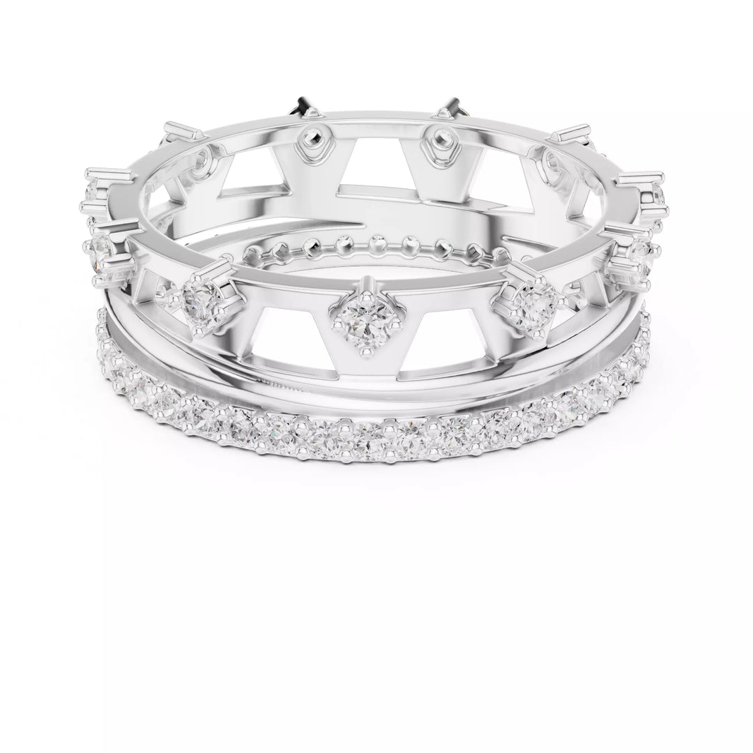 Imperia – диамантени брачни халки с коронен дизайн и вечен блясък в 14К бяло злато