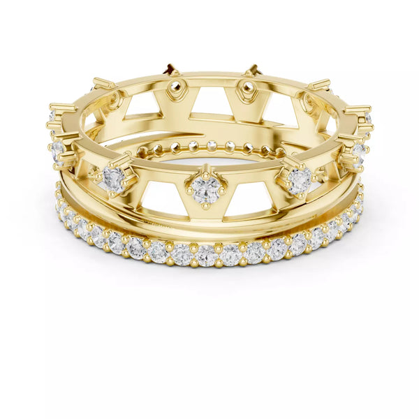 Imperia – диамантени брачни халки с коронен дизайн и внушителен блясък в 14К жълто злато