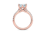Заредете изображението в галерията: Interius Accent – годежен пръстен с диамант 2 ct и елегантна пресичаща се линия в 14К розово злато
