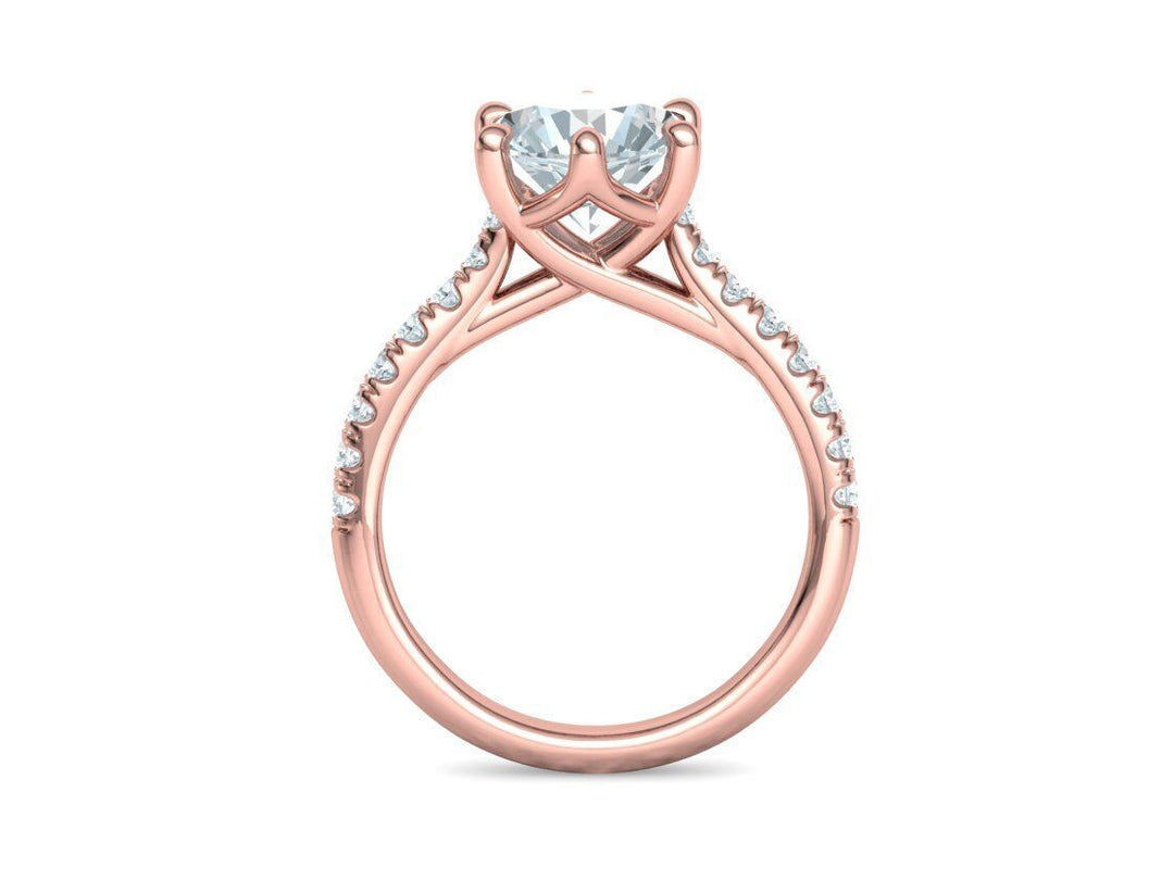 Interius Accent – годежен пръстен с диамант 2 ct и елегантна пресичаща се линия в 14К розово злато