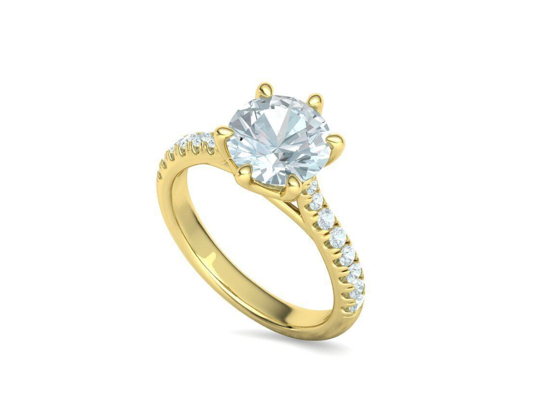 Interius Accent – годежен пръстен с диамант 2 ct и елегантна пресичаща се линия в 14К жълто злато