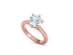 Заредете изображението в галерията: Interius – годежен пръстен с кръгъл диамант 2 ct и преливащи извивки в 14К розово злато
