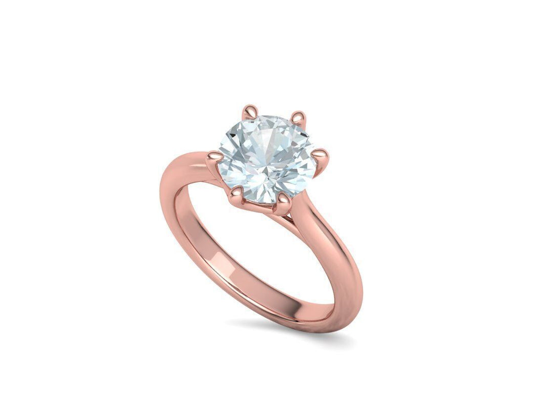 Interius – годежен пръстен с кръгъл диамант 2 ct и преливащи извивки в 14К розово злато