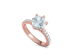 Interius Accent – годежен пръстен с диамант 2 ct и елегантна пресичаща се линия в 14К розово злато