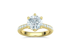 Interius Accent – годежен пръстен с диамант 2 ct и елегантна пресичаща се линия в 14К жълто злато