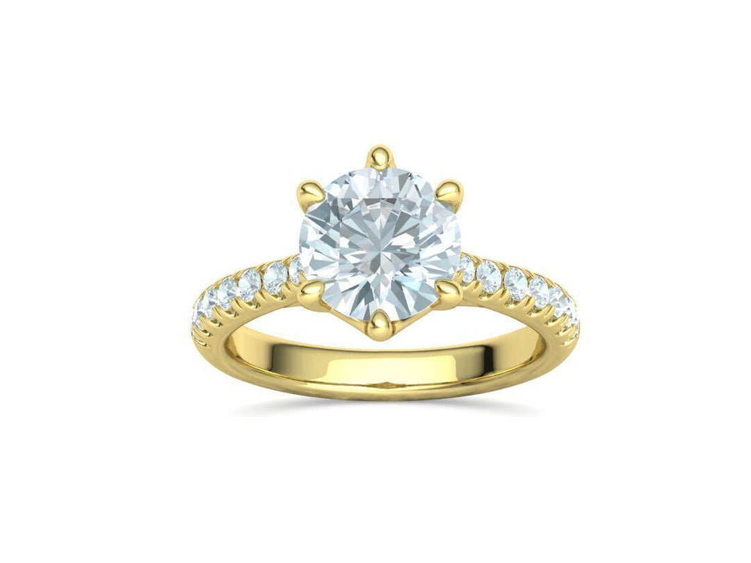 Interius Accent – годежен пръстен с диамант 2 ct и елегантна пресичаща се линия в 14К жълто злато