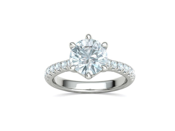 Interius Accent – годежен пръстен с диамант 2 ct и елегантна пресичаща се линия в 14К бяло злато