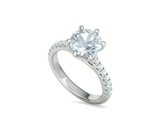 Interius Accent – годежен пръстен с диамант 2 ct и елегантна пресичаща се линия в 14К бяло злато