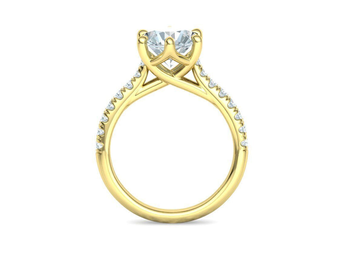 Interius Accent – годежен пръстен с диамант 2 ct и елегантна пресичаща се линия в 14К жълто злато