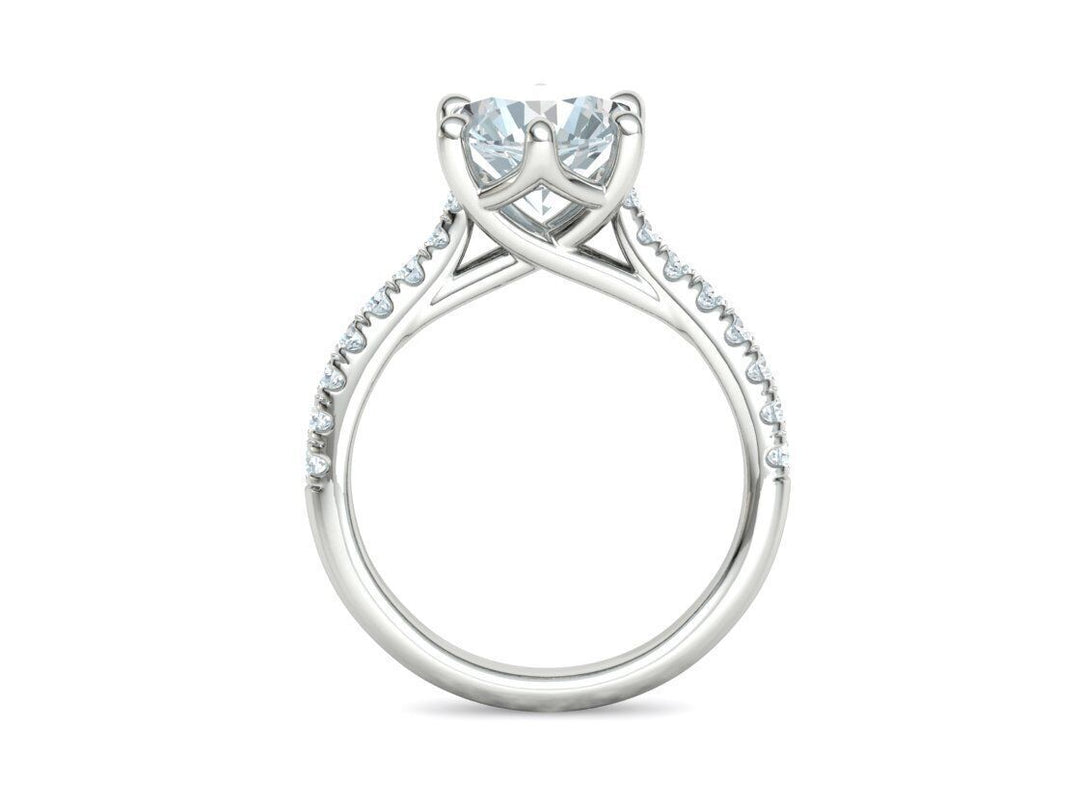 Interius Accent – годежен пръстен с диамант 2 ct и елегантна пресичаща се линия в 14К бяло злато