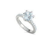 Interius Accent – годежен пръстен с диамант 2 ct и елегантна пресичаща се линия в 14К бяло злато