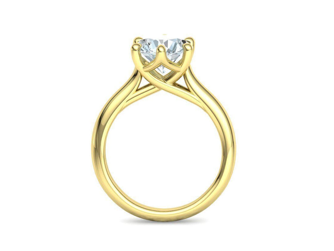 Interius – годежен пръстен с кръгъл диамант 2 ct и преливащи извивки в 14К жълто злато