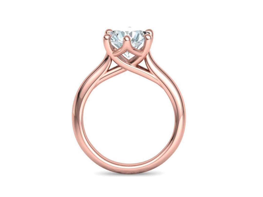 Interius – годежен пръстен с кръгъл диамант 2 ct и преливащи извивки в 14К розово злато