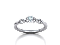 Intricata Corda – годежен пръстен солитер с кръгъл диамант в 14K бяло злато