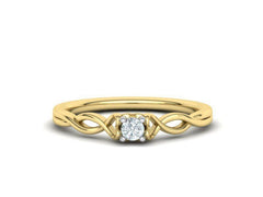 Intricata Corda – годежен пръстен солитер с кръгъл диамант в 14K жълто злато