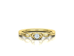 Intricata Corda – годежен пръстен солитер с кръгъл диамант в 14K жълто злато