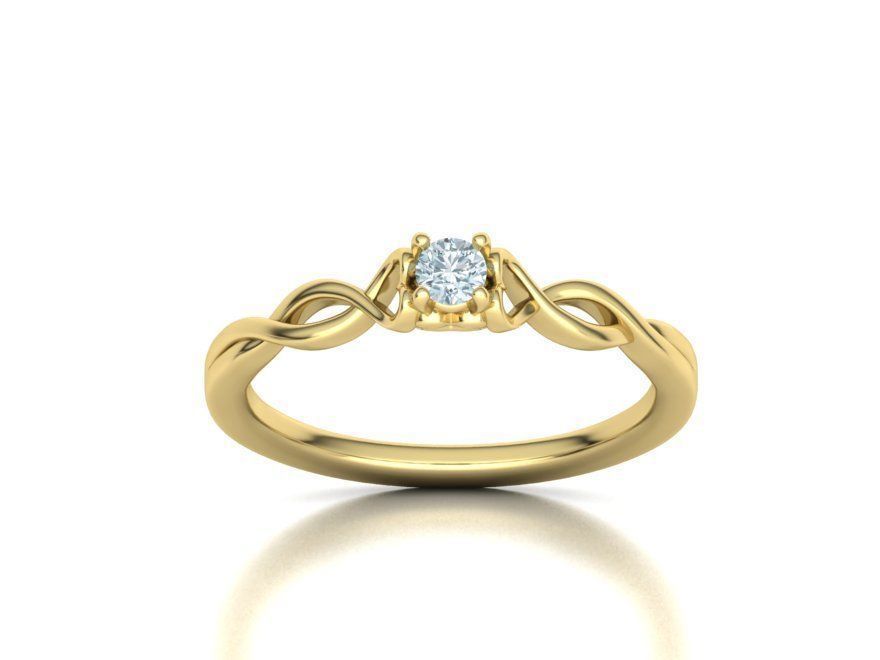 Intricata Corda – годежен пръстен солитер с кръгъл диамант в 14K жълто злато