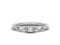 Intricata Corda – годежен пръстен солитер с кръгъл диамант в 14K злато комбинация бяло и розово
