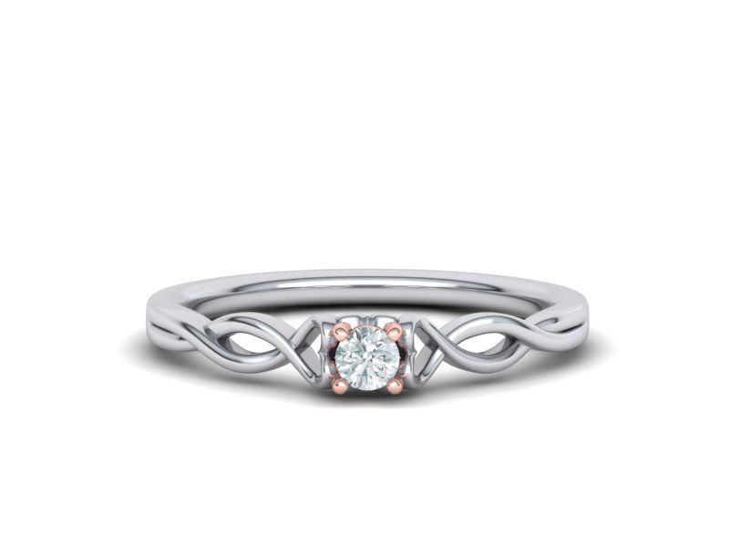 Intricata Corda – годежен пръстен солитер с кръгъл диамант в 14K злато комбинация бяло и розово