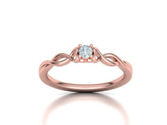 Intricata Corda – годежен пръстен солитер с кръгъл диамант в 14K розово злато