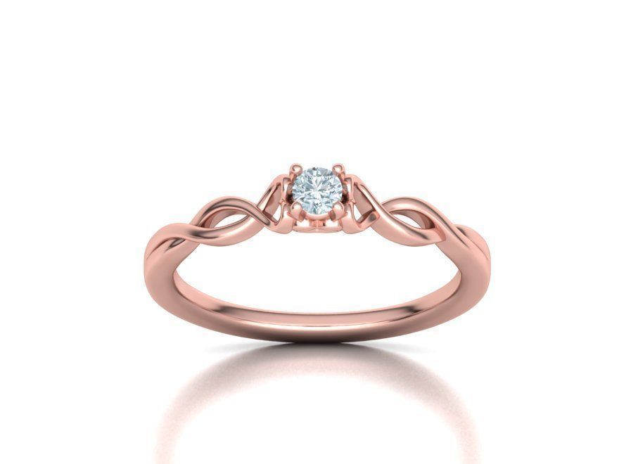 Intricata Corda – годежен пръстен солитер с кръгъл диамант в 14K розово злато