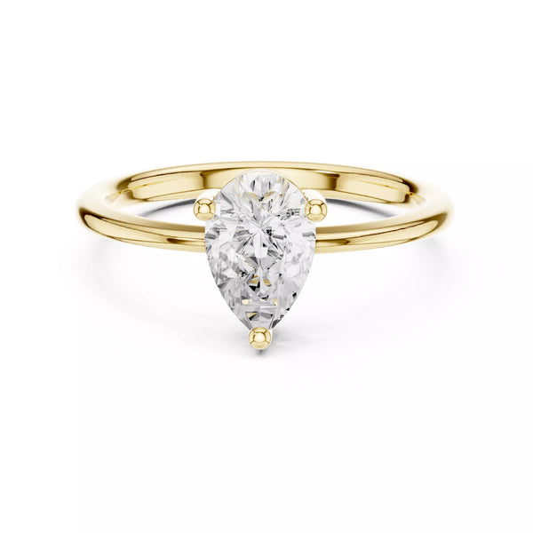 Lacrima – годежен пръстен с диамант капка - pear 0.90 ct в 14К жълто злато